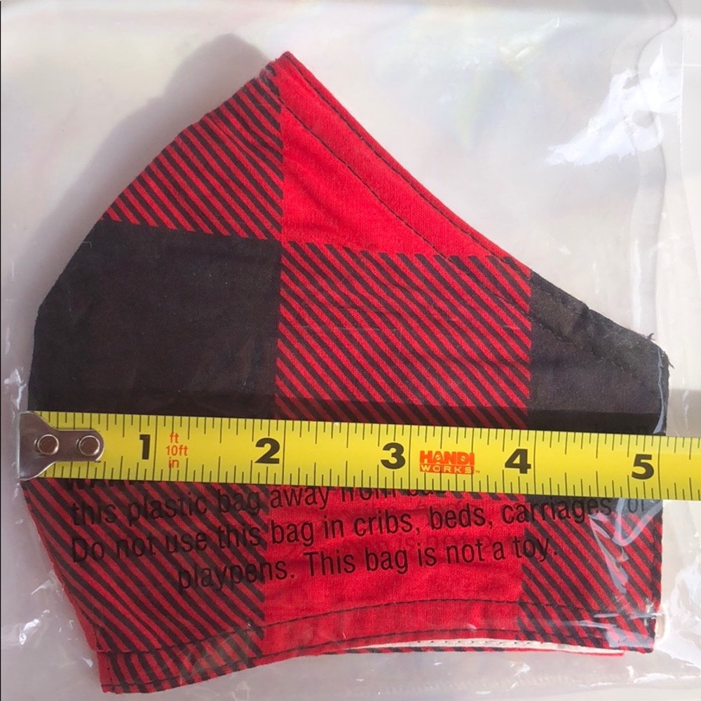 NEW Red & Black Buffalo Check Face Mask - Picture 6 of 11